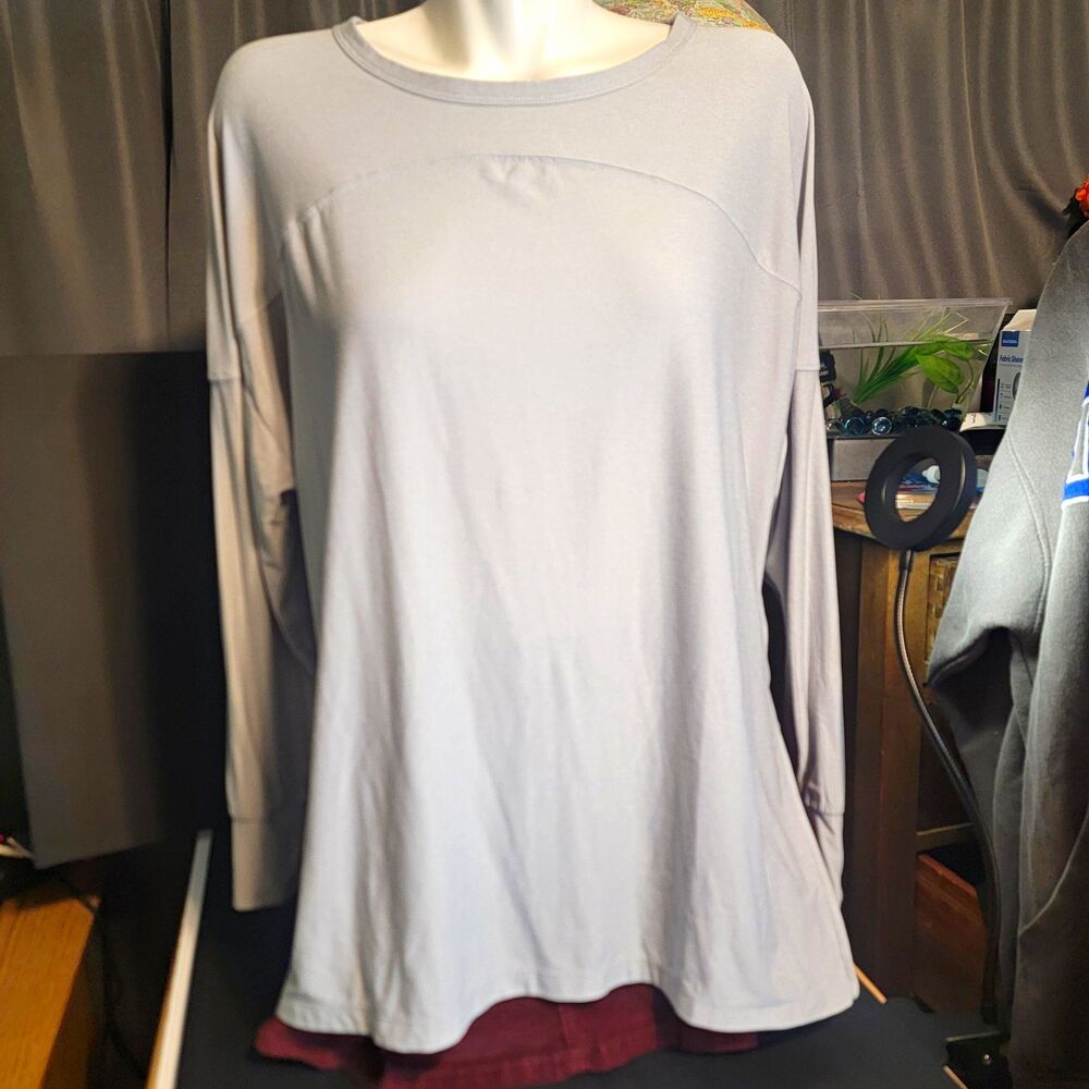 Old Navy Active Cloudmotion Womens Solid Gray Long Sleeve Crewneck Tee S